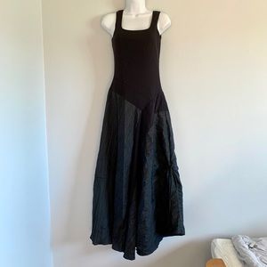 VINTAGE black crepe maxi dress
